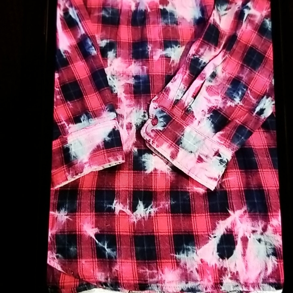 Lucky Brand Black/Red Plaid Fade Button Down SZ L - Picture 4 of 9